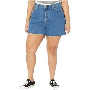 Levis 501 Red Tab Denim Shorts Womens Plus Size 22 High Rise Button Fly Cut Off